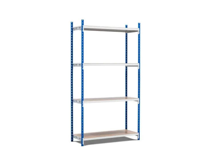 PROREGAL Fachbodenregal Maximus Pro HxBxT 300 x 100 x 80 cm 4 Ebenen Spanplatten-Fachboden Fachlast 303 kg Lichtblau-Lichtgrau