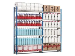 PROREGAL Fachbodenregal Maximus HxBxT 240 x 125 x 80 cm 6 Ebenen Spanplatten-Fachboden Fachlast 178 kg Lichtblau-Lichtgrau* Kunststoffregale