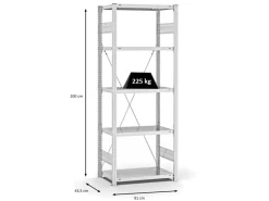 PROREGAL Fachbodenregal Stecksystem T-Profil Medium-Duty Grundregal HxBxT 200 x 75 x 40 cm 5 Ebenen Fachlast 225 kg Einseitig Nutzbar