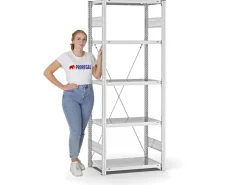 PROREGAL Fachbodenregal Stecksystem T-Profil Medium-Duty Grundregal HxBxT 200 x 75 x 40 cm 5 Ebenen Fachlast 225 kg Einseitig Nutzbar