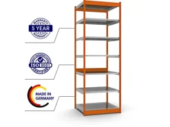 PROREGAL Fachbodenregal Stecksystem Vierkant-Profil Grundregal HxBxT 300 x 102,5 x 80 cm 7 Ebenen Einseitige Bauart Fachlast 200 kg