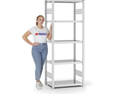PROREGAL Fachbodenregal Stecksystem T-Profil Medium-Duty Grundregal HxBxT 200 x 75 x 40 cm 5 Ebenen Fachlast 225 kg Beidseitig Nutzbar* Kellerregale