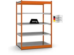PROREGAL Fachbodenregal Stecksystem Vierkant-Profil Grundregal HxBxT 200 x 132,5 x 80 cm 5 Ebenen Einseitige Bauart Fachlast 200 kg