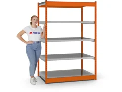 PROREGAL Fachbodenregal Stecksystem Vierkant-Profil Grundregal HxBxT 200 x 132,5 x 80 cm 5 Ebenen Einseitige Bauart Fachlast 200 kg