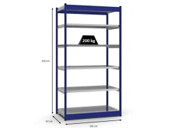 PROREGAL Fachbodenregal Stecksystem Vierkant-Profil Grundregal HxBxT 250 x 132,5 x 60 cm 6 Ebenen Einseitige Bauart Fachlast 200 kg Enzian