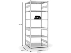 PROREGAL Fachbodenregal Stecksystem T-Profil Heavy-Duty Grundregal HxBxT 250 x 100 x 60 cm 6 Ebenen Fachlast 330 kg Beidseitig Nutzbar* Schwerlastregal