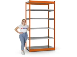 PROREGAL Fachbodenregal Stecksystem Vierkant-Profil Grundregal HxBxT 250 x 132,5 x 60 cm 6 Ebenen Einseitige Bauart Fachlast 200 kg* Büroregale