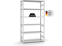 PROREGAL Fachbodenregal Stecksystem T-Profil Heavy-Duty Grundregal HxBxT 250 x 130 x 50 cm 6 Ebenen Fachlast 330 kg Beidseitig Nutzbar