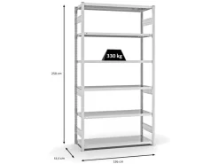 PROREGAL Fachbodenregal Stecksystem T-Profil Heavy-Duty Grundregal HxBxT 250 x 130 x 50 cm 6 Ebenen Fachlast 330 kg Beidseitig Nutzbar