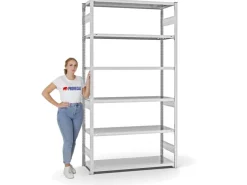 PROREGAL Fachbodenregal Stecksystem T-Profil Heavy-Duty Grundregal HxBxT 250 x 130 x 50 cm 6 Ebenen Fachlast 330 kg Beidseitig Nutzbar