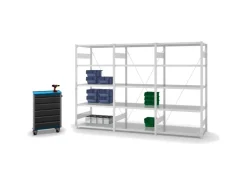 PROREGAL Fachbodenregal Stecksystem T-Profil Light-Duty Grundregal HxBxT 200 x 100 x 60 cm 5 Ebenen Fachlast 140 kg Einseitig Nutzbar* Büroregale
