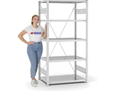 PROREGAL Fachbodenregal Stecksystem T-Profil Light-Duty Grundregal HxBxT 200 x 100 x 60 cm 5 Ebenen Fachlast 140 kg Einseitig Nutzbar* Büroregale