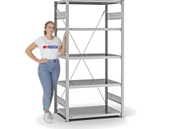 PROREGAL Fachbodenregal Stecksystem T-Profil Light-Duty Grundregal HxBxT 200 x 100 x 60 cm 5 Ebenen Fachlast 140 kg Einseitig Nutzbar