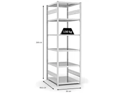 PROREGAL Fachbodenregal Stecksystem T-Profil Light-Duty Grundregal HxBxT 250 x 75 x 80 cm 6 Ebenen Fachlast 130 kg Beidseitig Nutzbar* Büroregale