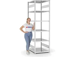 PROREGAL Fachbodenregal Stecksystem T-Profil Light-Duty Grundregal HxBxT 250 x 75 x 80 cm 6 Ebenen Fachlast 130 kg Beidseitig Nutzbar* Büroregale