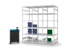 PROREGAL Fachbodenregal Stecksystem T-Profil Light-Duty Grundregal HxBxT 250 x 75 x 80 cm 6 Ebenen Fachlast 130 kg Beidseitig Nutzbar* Büroregale