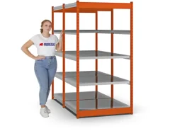 PROREGAL Fachbodenregal Stecksystem Vierkant-Profil Grundregal HxBxT 200 x 102,5 x 80 cm 2x5 Ebenen Doppelseitige Bauart Fachlast 200 kg