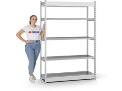 PROREGAL Fachbodenregal Stecksystem Vierkant-Profil Grundregal HxBxT 200 x 102,5 x 60 cm 5 Ebenen Einseitige Bauart Fachlast 200 kg* Büroregale