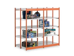 PROREGAL Fachbodenregal Stecksystem Vierkant-Profil Grundregal HxBxT 300 x 102,5 x 60 cm 2x7 Ebenen Doppelseitige Bauart Fachlast 200 kg