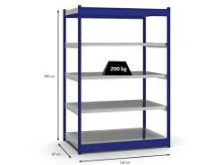 PROREGAL Fachbodenregal Stecksystem Vierkant-Profil Grundregal HxBxT 200 x 132,5 x 80 cm 5 Ebenen Einseitige Bauart Fachlast 200 kg Enzian