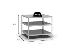 PROREGAL Fachbodenregal Schraubsystem Heavy-Duty Grundregal HxBxT 80 x 100 x 80 cm 3 Ebenen Fachlast 350 kg Beidseitig Nutzbar