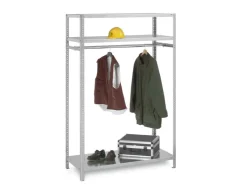 PROREGAL Garderobenregal Schraubsystem Grundregal HxBxT 200 x 130 x 60 cm Fachlast 100 kg Lichtgrau* Garderoben
