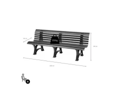 PROREGAL Gartenbank Jamaika 4 Sitzer HxBxT 80 x 200 x 64 cm Witterungskunststoff & UV Beständiger Kunststoff Parkbank Sitzbank* Sitzbänke