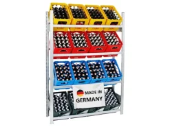 PROREGAL Getränkekistenregal Getränkeregal Chiemsee Made in Germany HxBxT 185 x 136 x 34 cm 16 Kisten auf 4 Ebenen Verzinkt