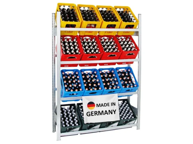 PROREGAL Getränkekistenregal Getränkeregal Chiemsee Made in Germany HxBxT 185 x 136 x 34 cm 16 Kisten auf 4 Ebenen Verzinkt