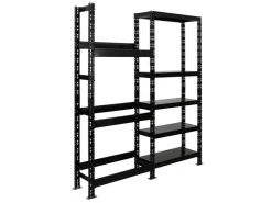 PROREGAL Getränkekistenregal Gaardasee HxBxT 180 x 160 x 30 cm 6 Kisten & 5 Boards Schwarz Freistehend Kistenständer Getränkeregal* Kellerregale