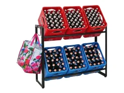 PROREGAL Getränkekistenregal KÖNIGSSEE PLUS inkl. 2 Haken & 6 Auflageträger HxBxT 84 x 104 x 33 cm Für 6 Kisten* Flaschenregale
