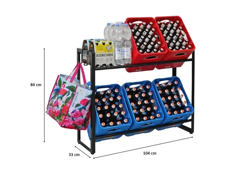 PROREGAL Getränkekistenregal KÖNIGSSEE PLUS inkl. 2 Haken & 6 Auflageträger HxBxT 84 x 104 x 33 cm Für 6 Kisten* Flaschenregale
