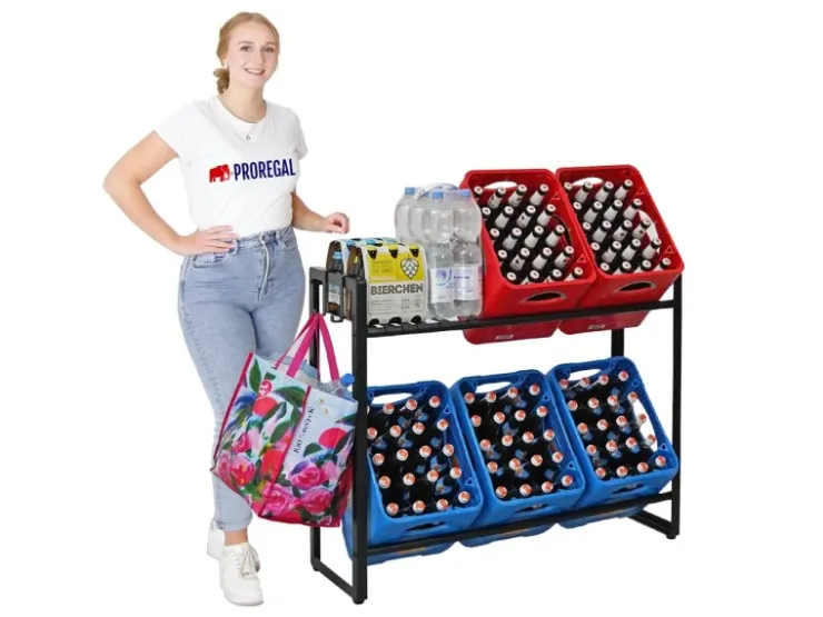 PROREGAL Getränkekistenregal KÖNIGSSEE PLUS inkl. 2 Haken & 6 Auflageträger HxBxT 84 x 104 x 33 cm Für 6 Kisten* Flaschenregale