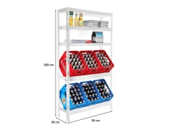 PROREGAL Getränkekistenregal Bodensee HxBxT 180 x 100 x 30 cm 6 Kisten und 3 Boards Weiss