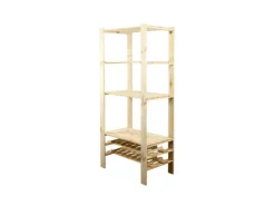 PROREGAL Holzregal Woodland HxBxT 166 x 80 x 50 cm Fachlast 120 kg 4 Fachboden & 2 Flaschenebenen Kiefernholz Natur* Holzregale