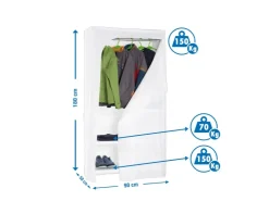 PROREGAL Kleiderregal Peacock mit Regalbezug HxBxT 180 x 90 x 50 cm Weiß Kleiderständer Garderobe Klamottenregal Stangenregal* Garderoben