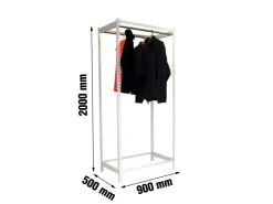 PROREGAL Kleiderstangenregal Metal Einzel HxBxT 200 x 90 x 50 cm Weiß Kleiderständer Garderobe Klamottenregal Stangenregal Regal* Garderoben