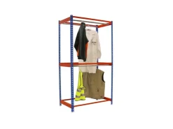 PROREGAL Kleiderstangenregal Metal Doppel HxBxT 200 x 120 x 75 cm Blau/Orange Kleiderständer Garderobe Klamottenregal Stangenregal Regal* Garderoben