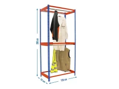 PROREGAL Kleiderstangenregal Metal Doppel HxBxT 200 x 120 x 75 cm Blau/Orange Kleiderständer Garderobe Klamottenregal Stangenregal Regal* Garderoben
