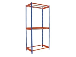 PROREGAL Kleiderstangenregal Metal Doppel HxBxT 200 x 90 x 75 cm Blau/Orange Kleiderständer Garderobe Klamottenregal Stangenregal Regal