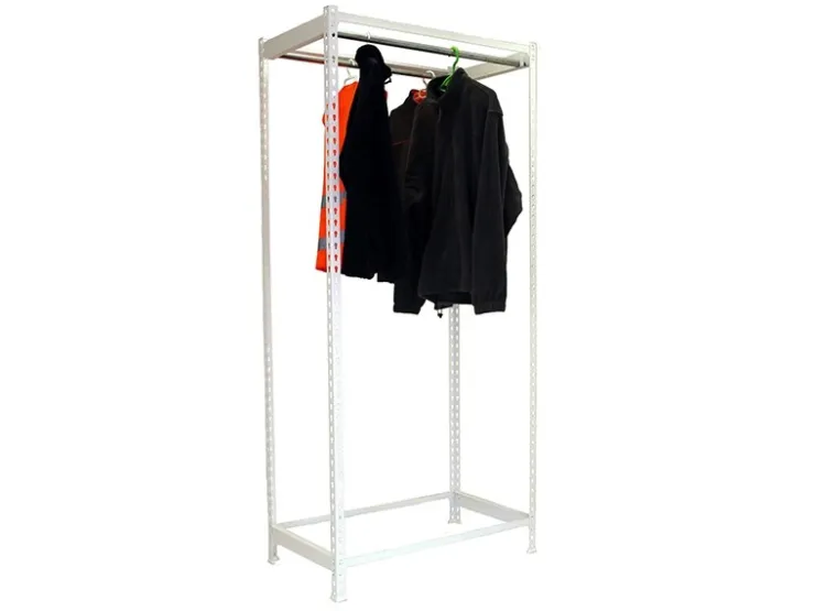 PROREGAL Kleiderstangenregal Metal Einzel HxBxT 200 x 120 x 50 cm Weiß Kleiderständer Garderobe Klamottenregal Stangenregal Regal