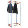 PROREGAL Kleiderstangenregal Metal Einzel HxBxT 200 x 120 x 50 cm Blau/Orange Kleiderständer Garderobe Klamottenregal Stangenregal Regal* Metallregale|Garderoben