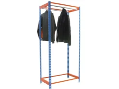 PROREGAL Kleiderstangenregal Metal Einzel HxBxT 200 x 120 x 50 cm Blau/Orange Kleiderständer Garderobe Klamottenregal Stangenregal Regal* Metallregale|Garderoben