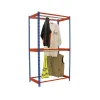 PROREGAL Kleiderstangenregal Metal Doppel HxBxT 300 x 90 x 75 cm Blau/Orange Kleiderständer Garderobe Klamottenregal Stangenregal Regal* Garderoben