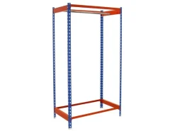 PROREGAL Kleiderstangenregal Metal Einzel HxBxT 150 x 120 x 50 cm Blau/Orange Kleiderständer Garderobe Klamottenregal Stangenregal Regal* Garderoben