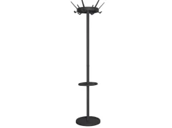 PROREGAL Kleiderständer Mit Drehbarer Krone & 6 Drillingshaken HxBxT 180 x 11 x 48 cm Schwarz* Garderoben