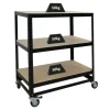 PROREGAL Kommissionierwagen BÜFFEL Fahrbares Kommissionierregal 100x90x50cm 3 Ebenen Fachlast 50kg 2x Mit Feststellbremse Schwarz* Regale Schwarz