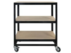 PROREGAL Kommissionierwagen BÜFFEL Fahrbares Kommissionierregal 100x90x50cm 3 Ebenen Fachlast 50kg 2x Mit Feststellbremse Schwarz* Regale Schwarz
