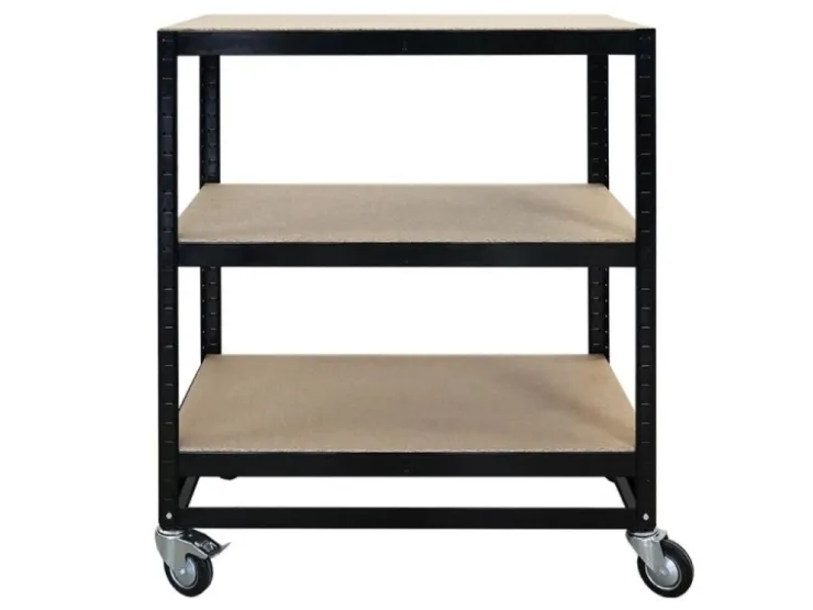 PROREGAL Kommissionierwagen BÜFFEL Fahrbares Kommissionierregal 100x90x50cm 3 Ebenen Fachlast 50kg 2x Mit Feststellbremse Schwarz* Regale Schwarz