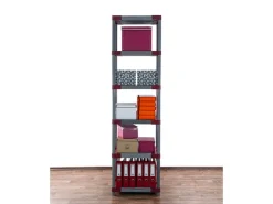 PROREGAL Kunststoffregal Big Grey Bear Extra-Tall HxBxT 220 x 70 x 46 cm Fachlast 160 kg Grau/Rot